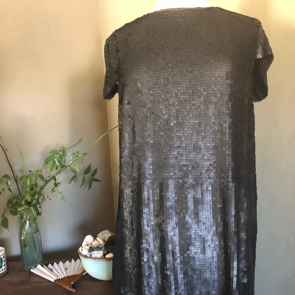 Beautiful black sequined cap  Sleeve dress